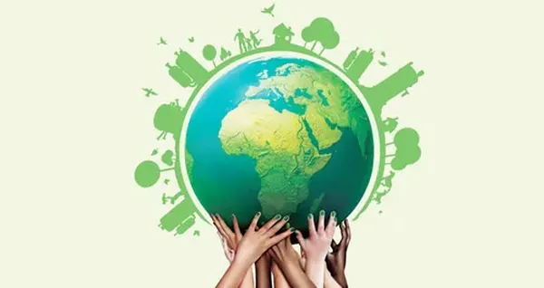 Concepto de un reporte de sustentabilidad que resalta la importancia de proteger el medio ambiente y promover acciones responsables a nivel global.