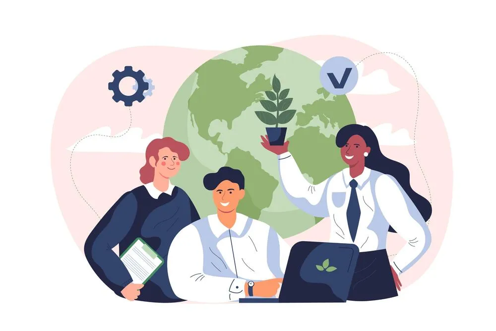 Un grupo de profesionales colabora en proyectos sostenibles que reflejan los principios de ¿Qué es SBTI?, impulsando acciones climáticas basadas en la ciencia.